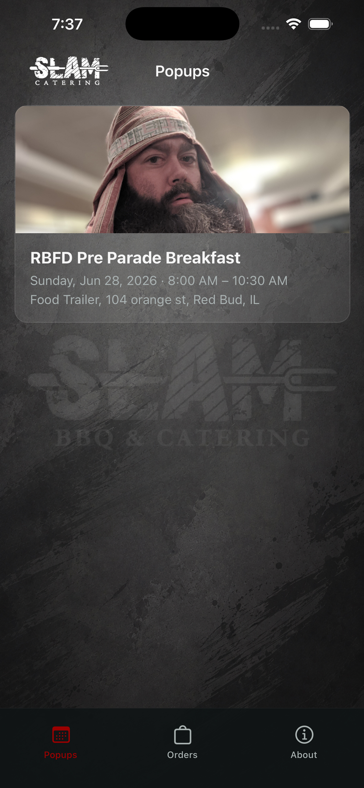 Popup list screen