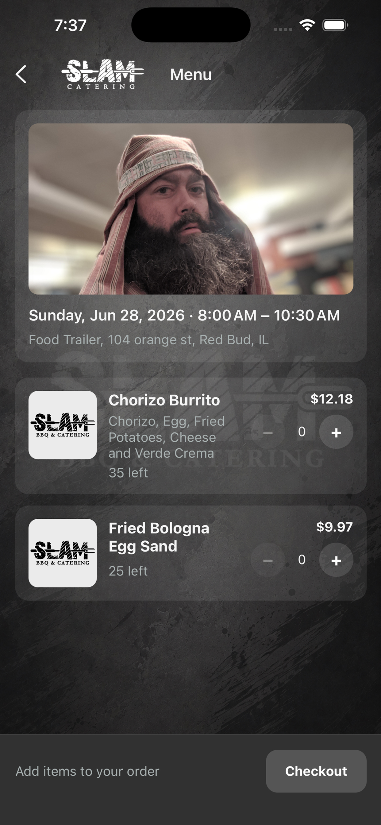 Menu screen